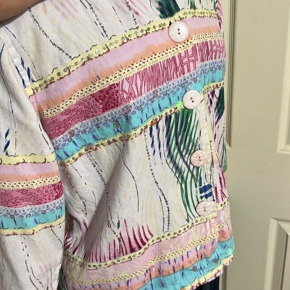 N.D.S. Long Sleeve Multi Color Sequins Top/Blazer (104T) - Picture 4 of 10